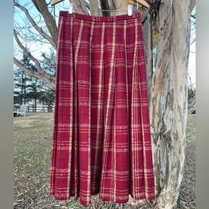 VTG Pendleton Red & Tan Plaid A-Line Wool Skirt Western Pioneer Cottage Academia